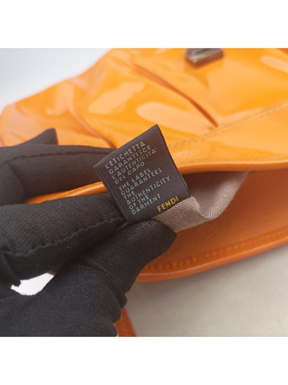 ★SOLD★ Fendi b Bag Orange Patent - Picture 13 of 15